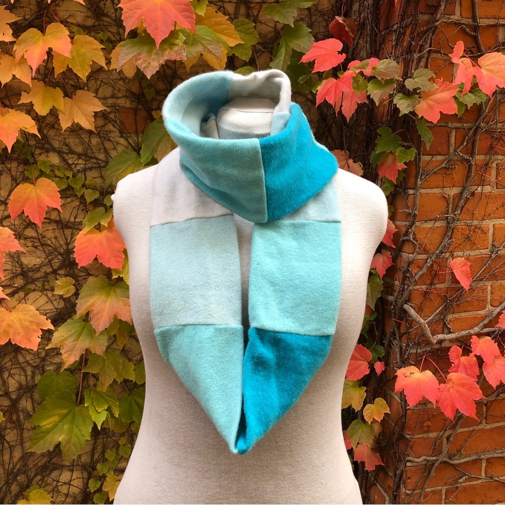 Turquoise Cashmere Infinity Scarf Upcycled Embody